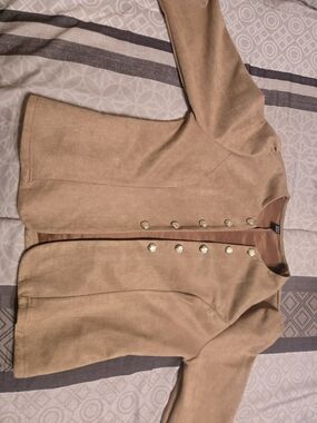 Size 12 SHEIN Tan Double-Breasted Military-Style Blazer